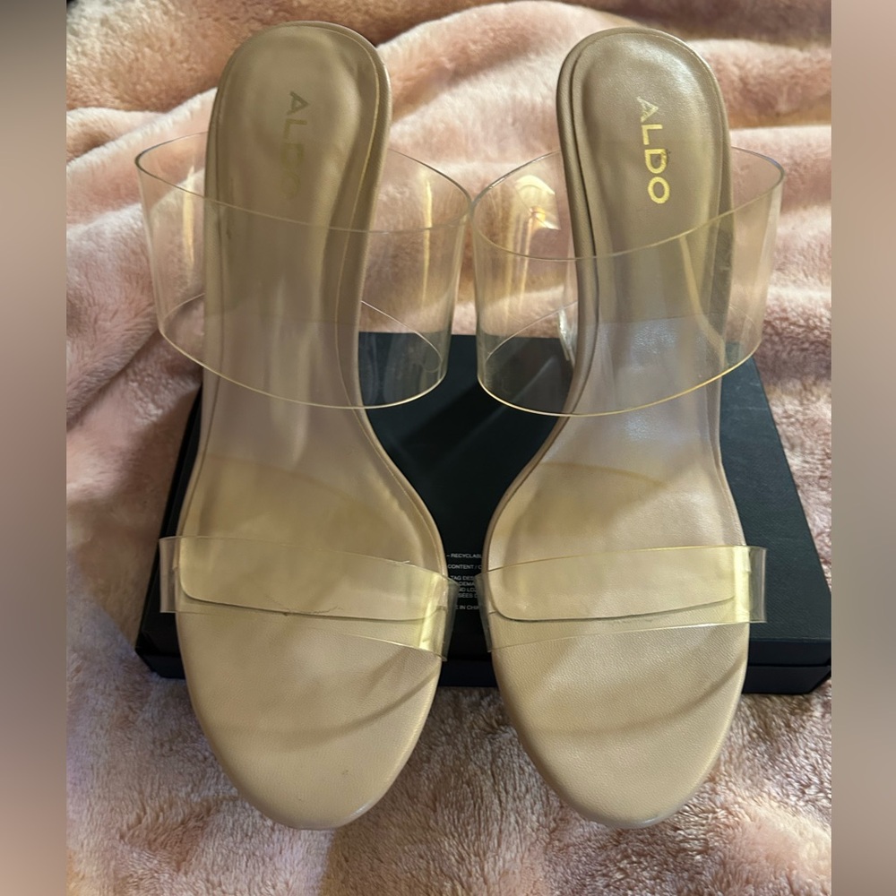 Aldo Transparent Strap Beige Heels - image 1